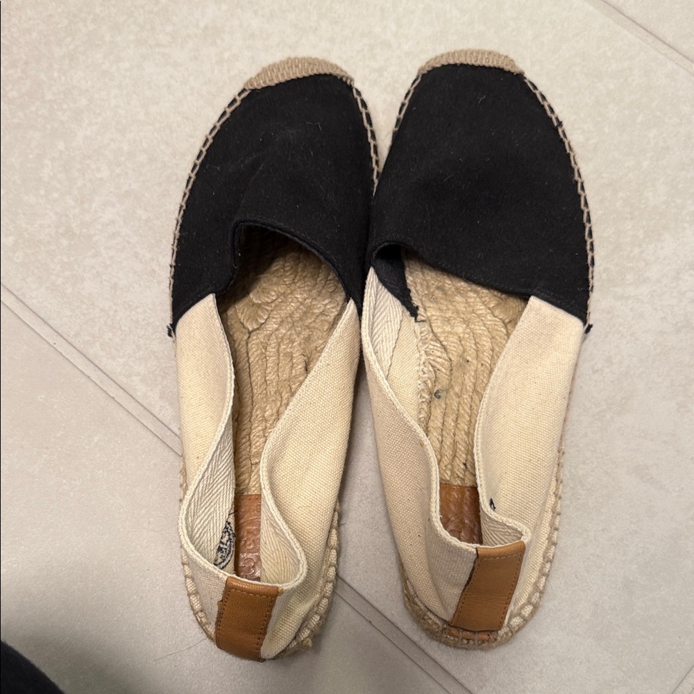 Tory Burch Black and Cream Espadrilles
